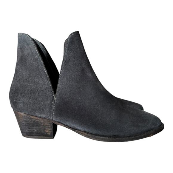 Free People Charm Double-V Suede Pull On Ankle Boots in Navy size 36.5 (6) - Picture 4 of 16